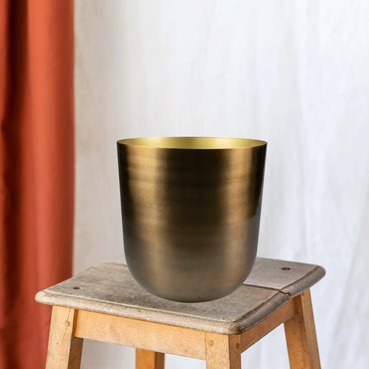 Cache-pot doré - h23cm, Ø21cm