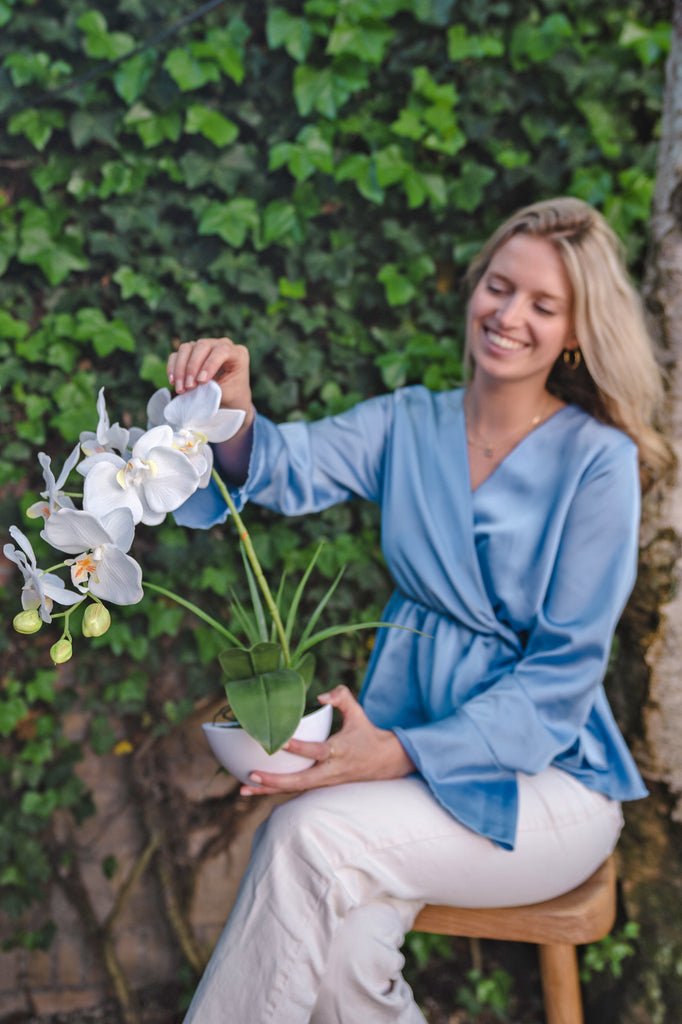 Livraison plante Orchidée artificielle blanche en pot