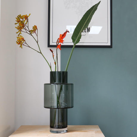 Livraison plante Vase en verre gris - h40cm, Ø20cm