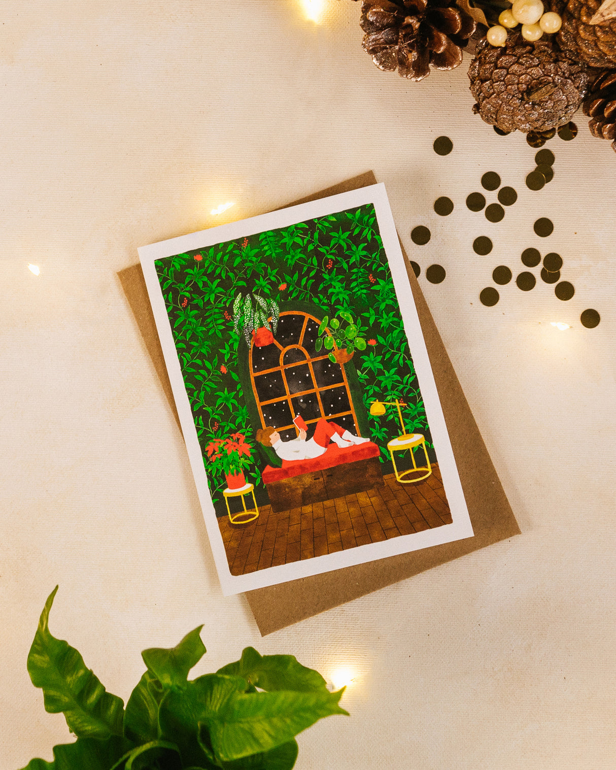 Pflanzen-Weihnachtspostkarte