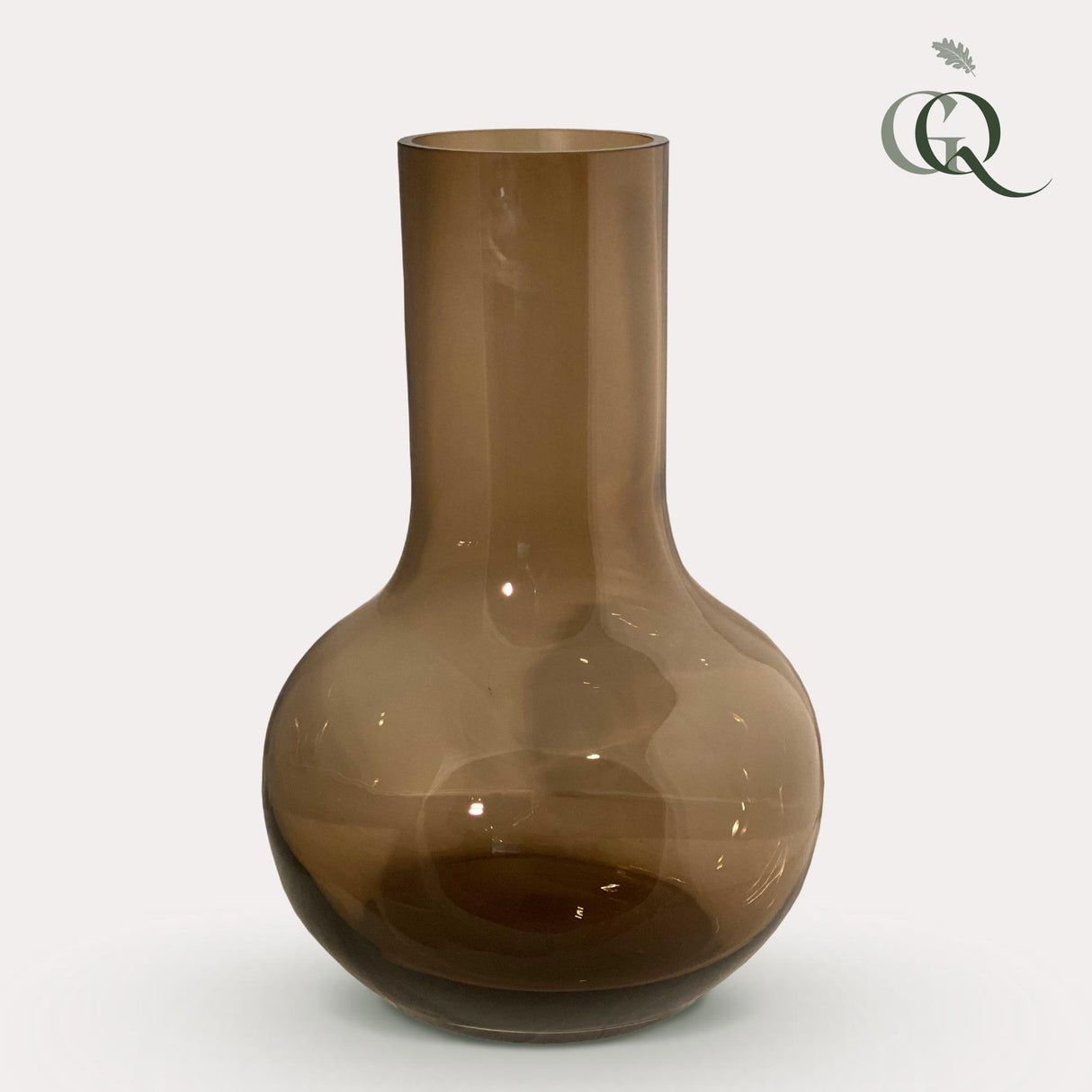 Vase en verre taupe - h37cm, Ø25cm