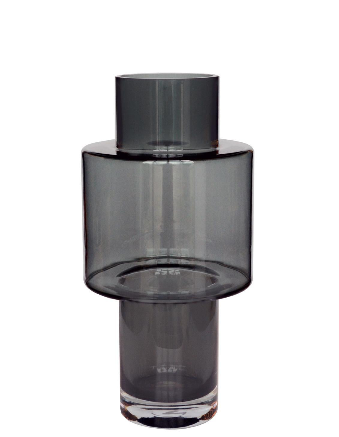 Vase en verre gris - h40cm, Ø20cm